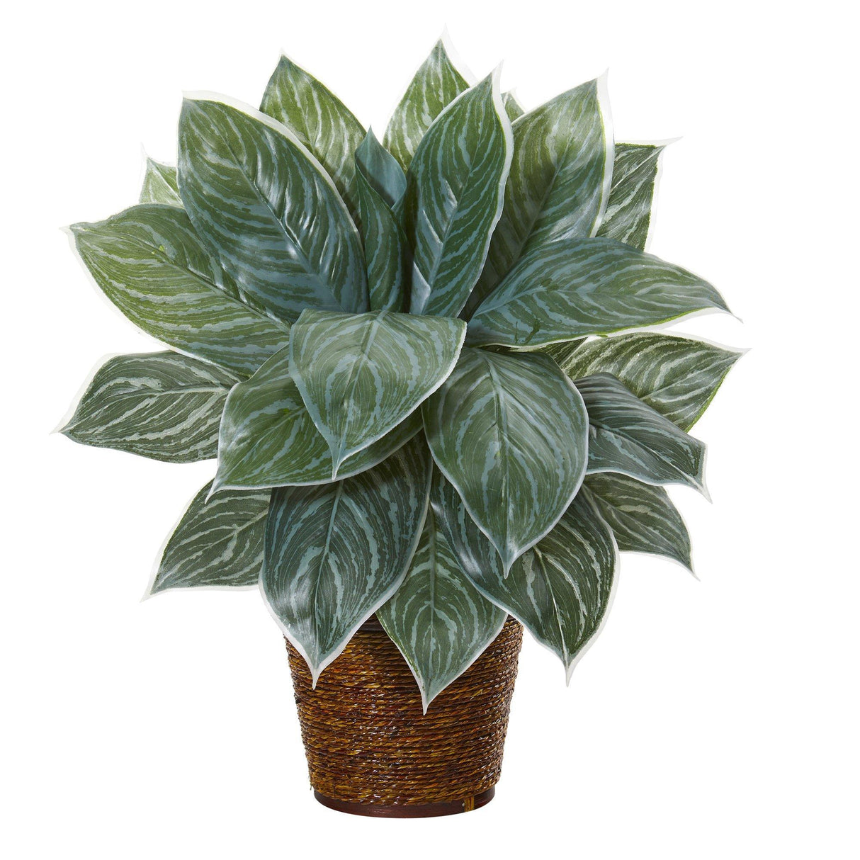 18” Silver Aglonema Artificial Plant in Basket (Real Touch)-Parc Decor