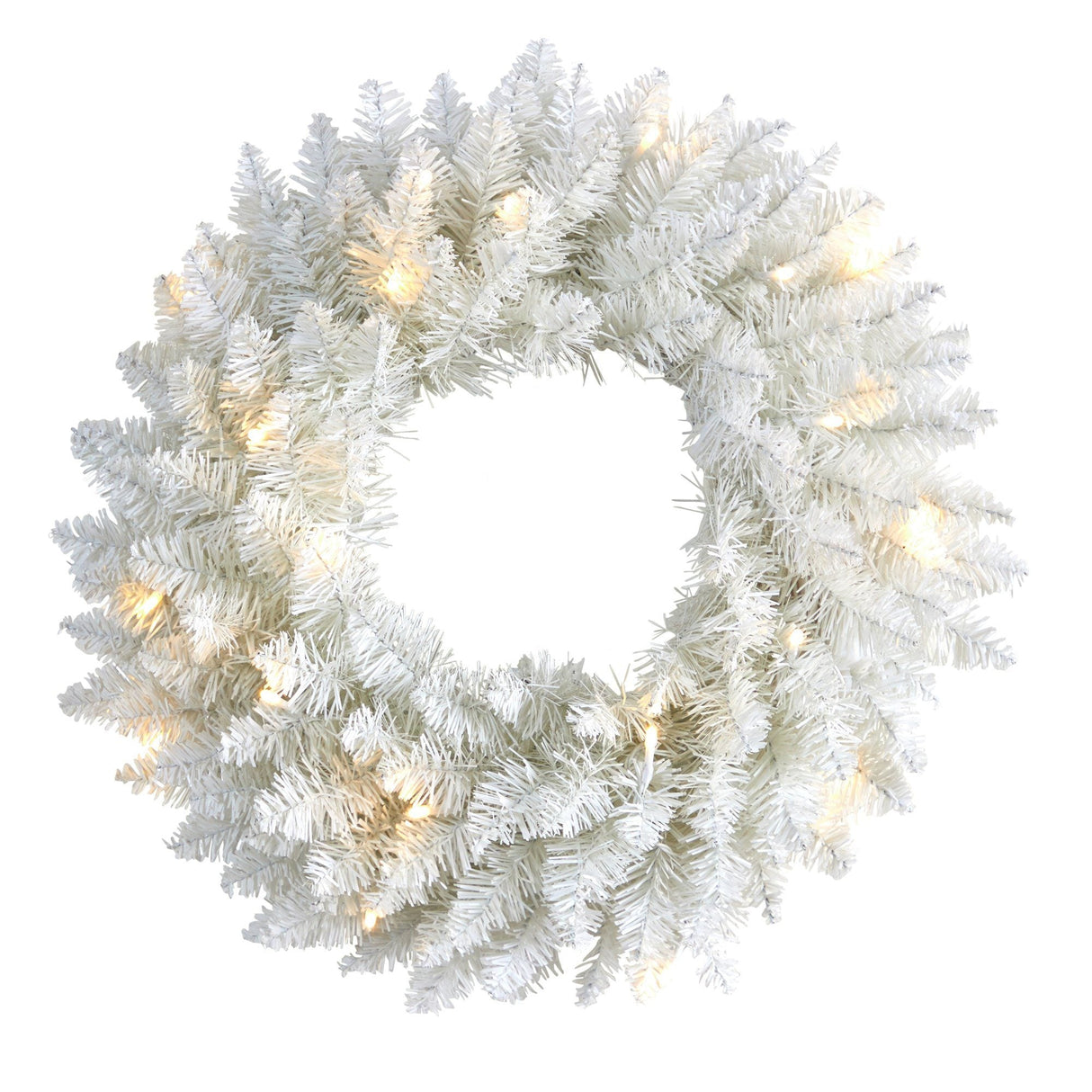 18” Colorado Spruce Artificial Christmas Wreath with 129 Bendable Branches and 20 Warm LED Lights-Wreath-Parc Decor