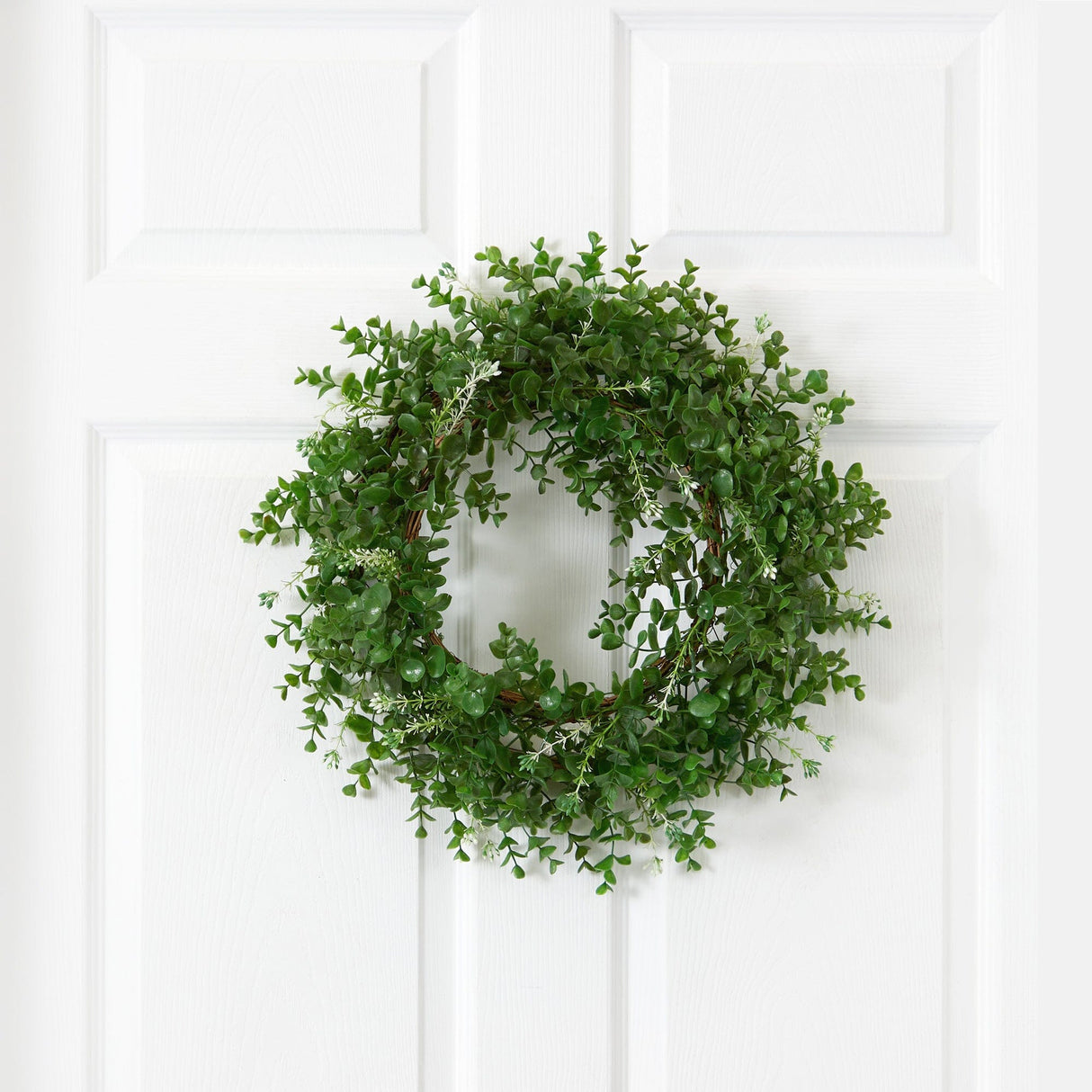 18” Eucalyptus Double Ring Wreath w/Twig Base-Wreath-Parc Decor