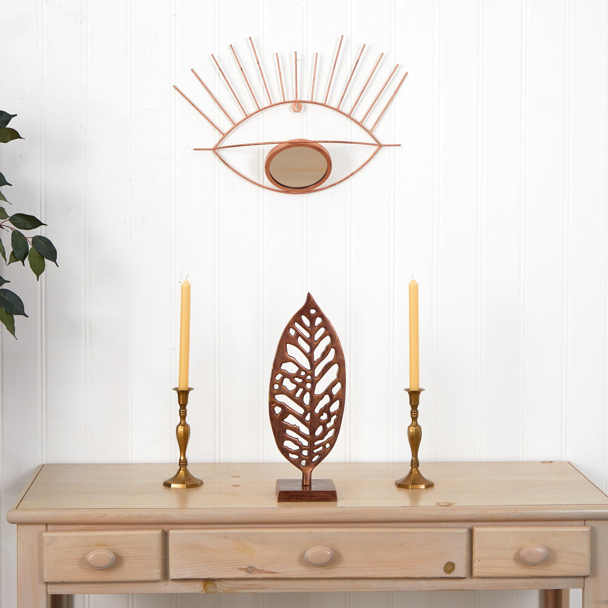 19” Gold Metal Eye Wall Mirror-Parc Decor