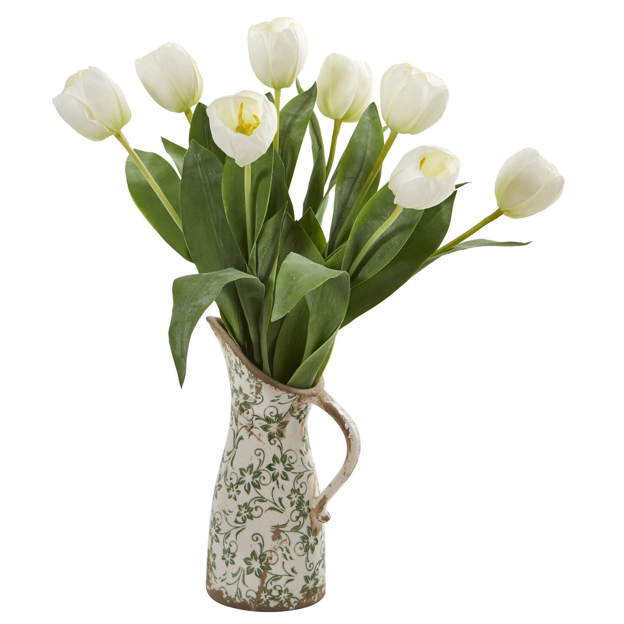 19” Tulip Artificial Arrangement in Floral Pitcher-Parc Decor
