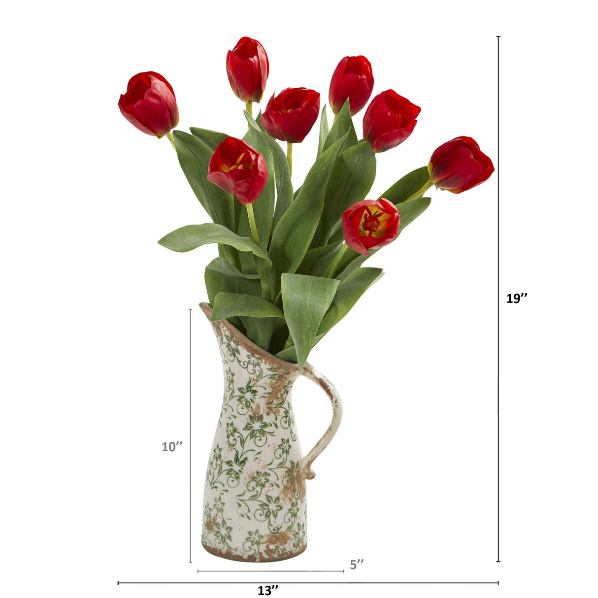 19” Tulip Artificial Arrangement in Floral Pitcher-Parc Decor