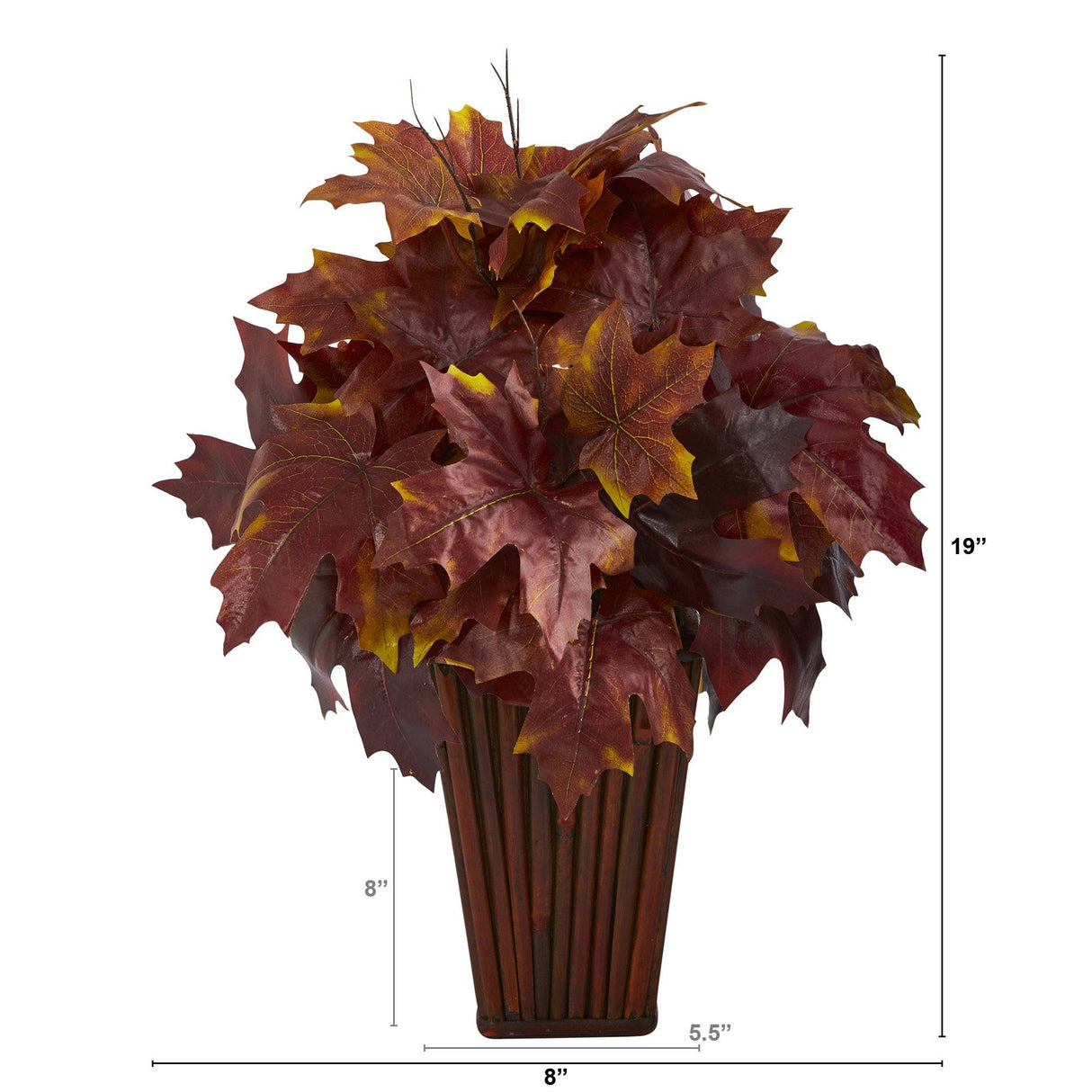 19” Autumn Maple Leaf Artificial Plant in Decorative Planter-Plant in Planter-Parc Decor