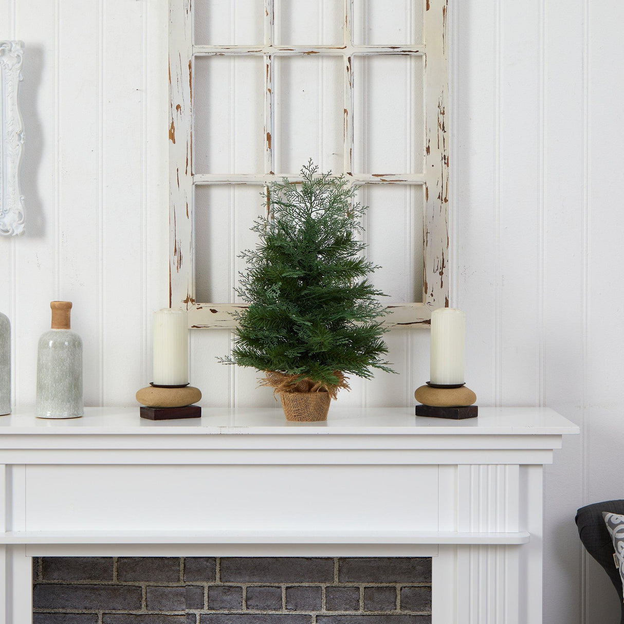 2’ Artificial Christmas Tree in Burlap Base with 35 Warm White LED Lights-Christmas Tree-Parc Decor