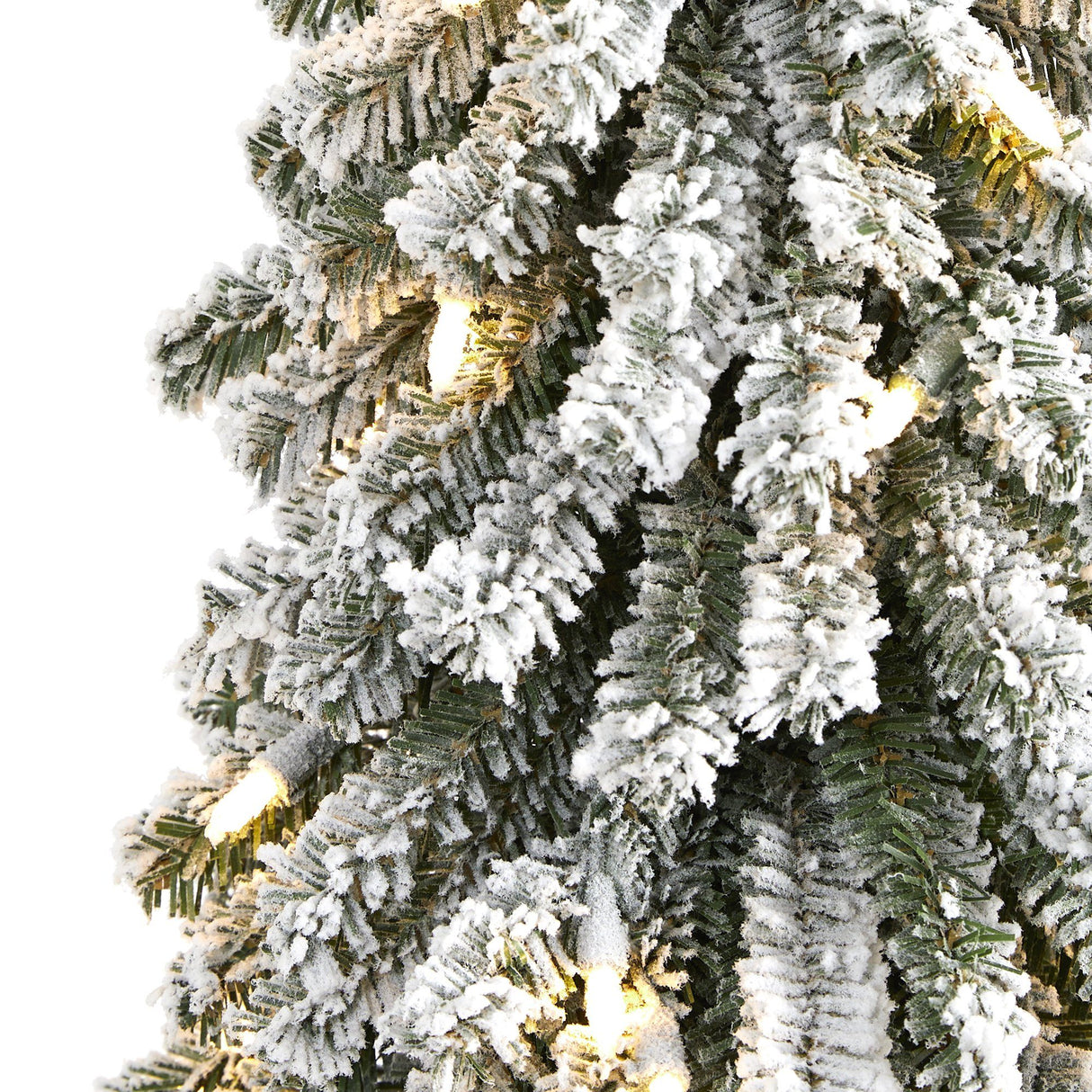 2’ Flocked Grand Alpine Artificial Christmas Tree with 35 Clear Lights and 111 Bendable Branches on Natural Trunk-Christmas Tree-Parc Decor