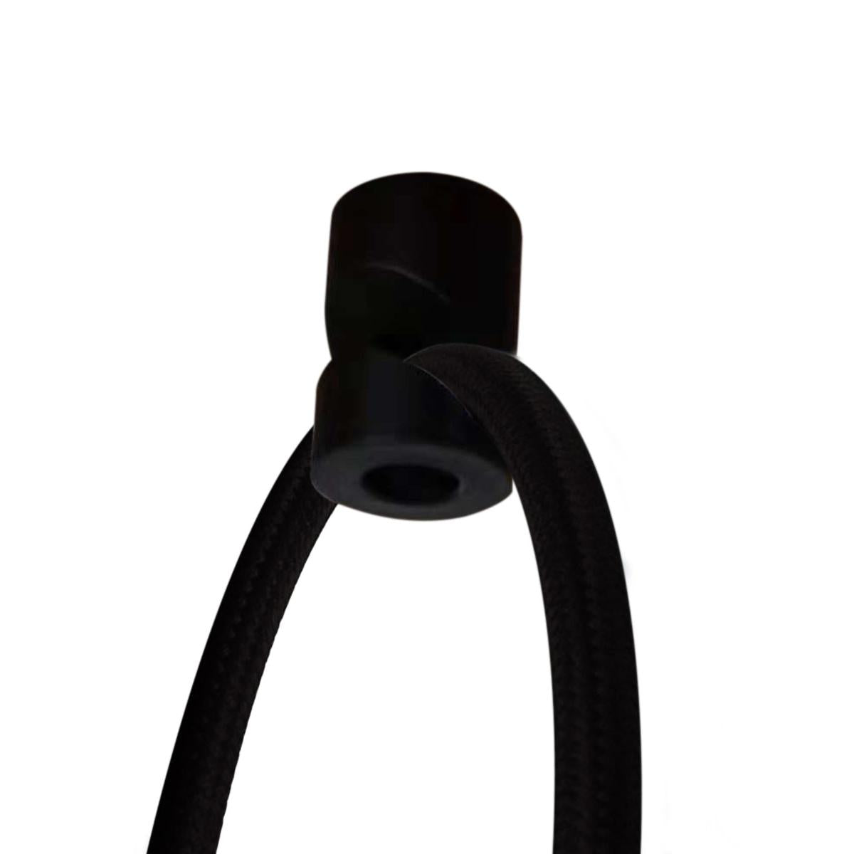 2 Light Swag Plug-In Pendant 18"w White Linen with Diffuser, Black Cord