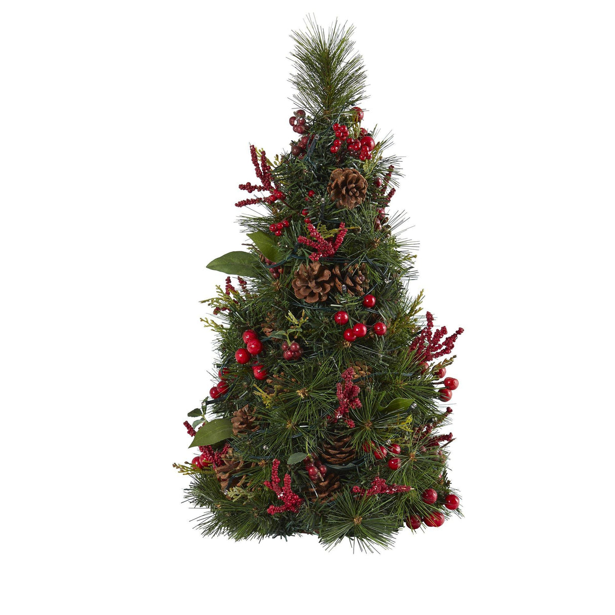 2’ Mixed Berry and Pine Cone Artificial Christmas Tree with 35 Clear LED Lights-Christmas Tree-Parc Decor