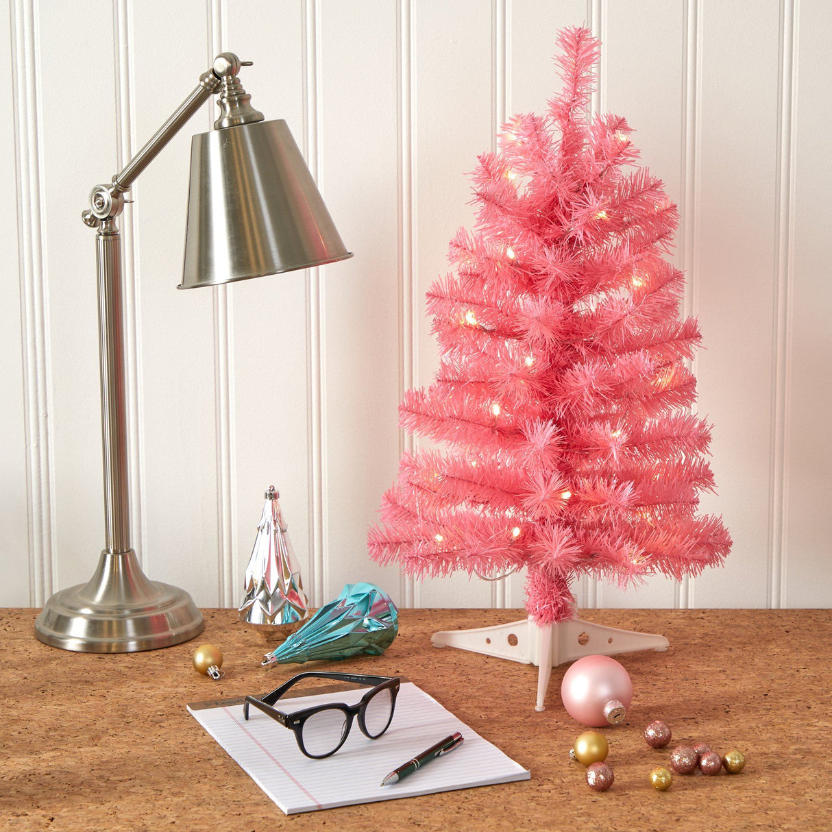 2’ Pink Artificial Christmas Tree with 35 LED Lights and 72 Bendable Branches-Christmas Tree-Parc Decor