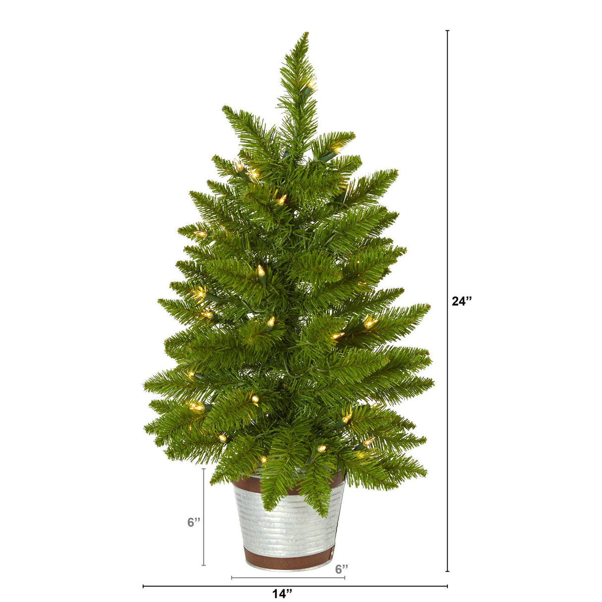 2’ Providence Pine Artificial Christmas Tree in Decorative Planter with 35 Warm White Lights and 51 Bendable Branches-Christmas Tree-Parc Decor