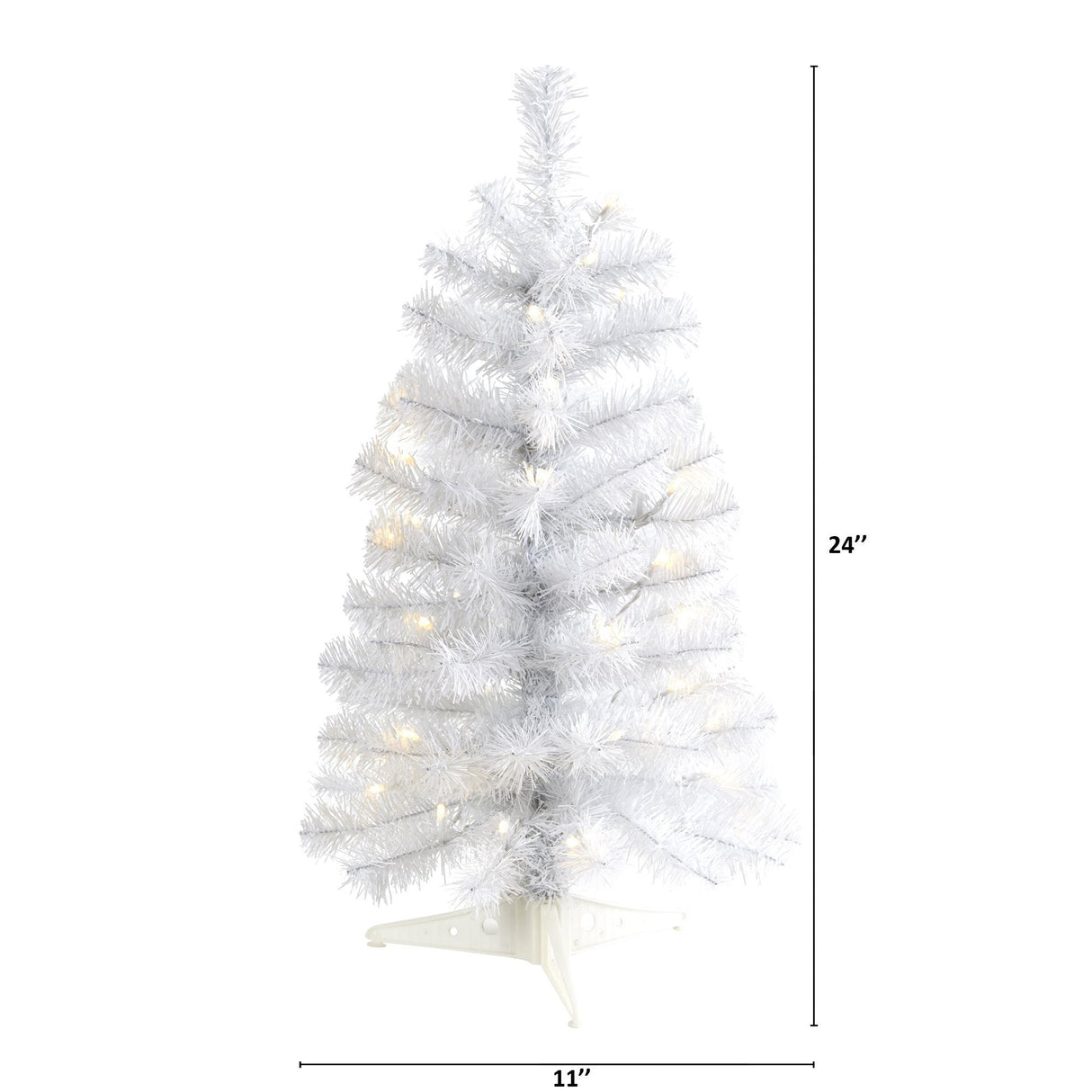 2’ White Artificial Christmas Tree with 35 LED Lights and 72 Bendable Branches-Christmas Tree-Parc Decor
