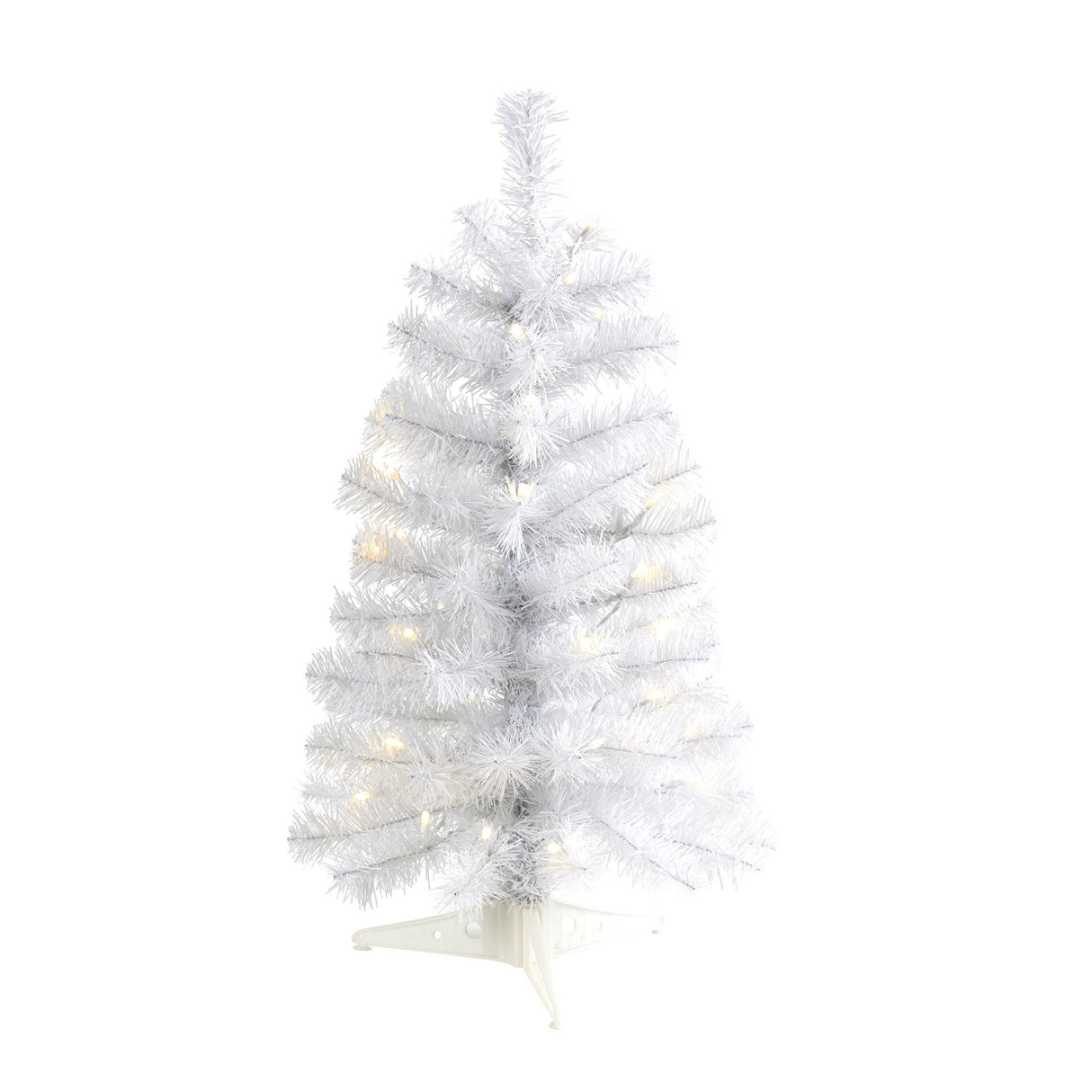 2’ White Artificial Christmas Tree with 35 LED Lights and 72 Bendable Branches-Christmas Tree-Parc Decor
