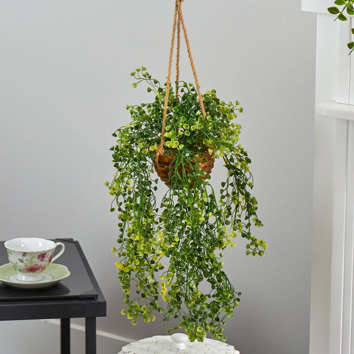 20” Baby Tear Artificial Plant in Hanging Basket-Parc Decor