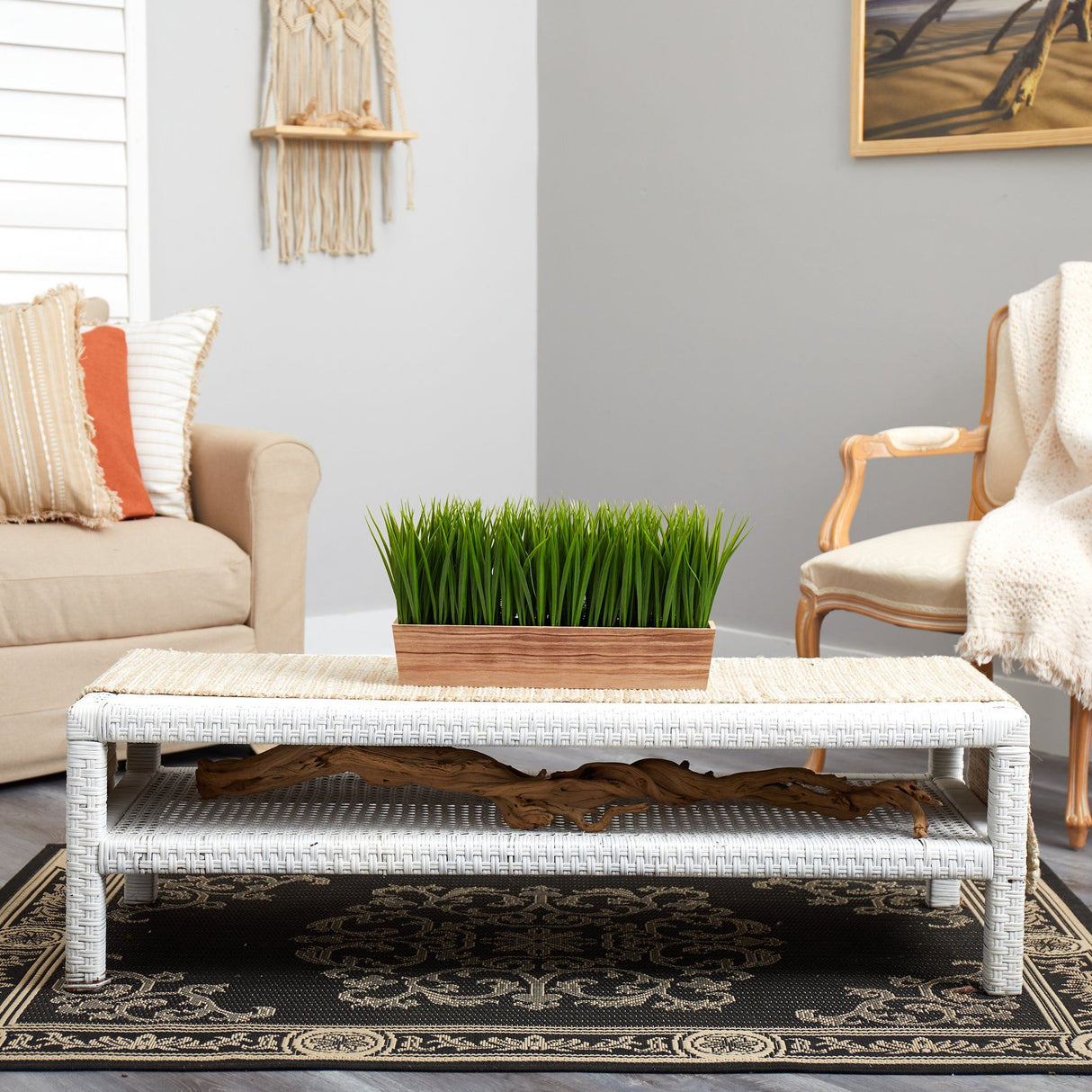 20” Vanilla Grass Artificial Plant in Decorative Planter-Parc Decor