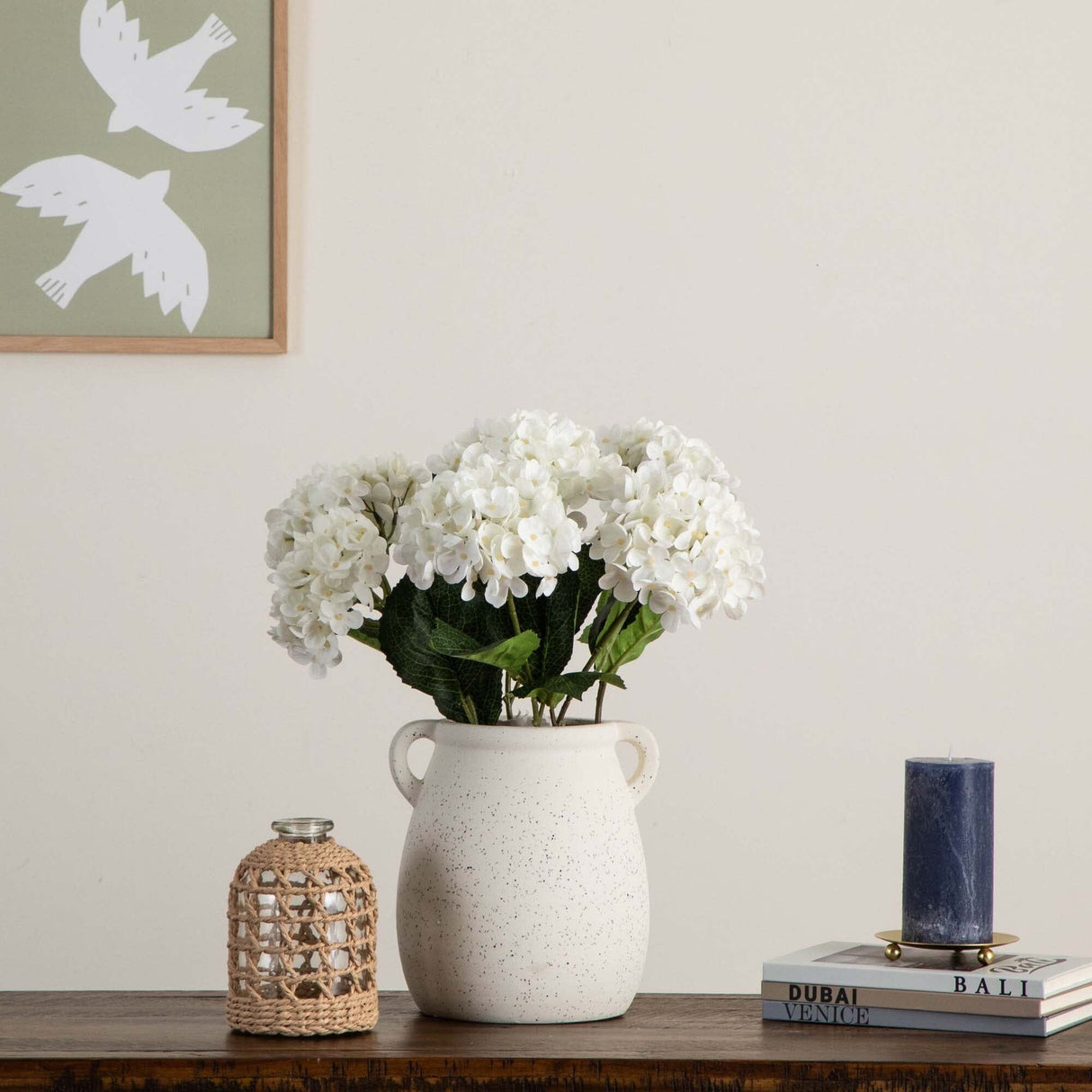 20" Artificial Hydrangea Flower Stems- Set of 3-Stem-Parc Decor