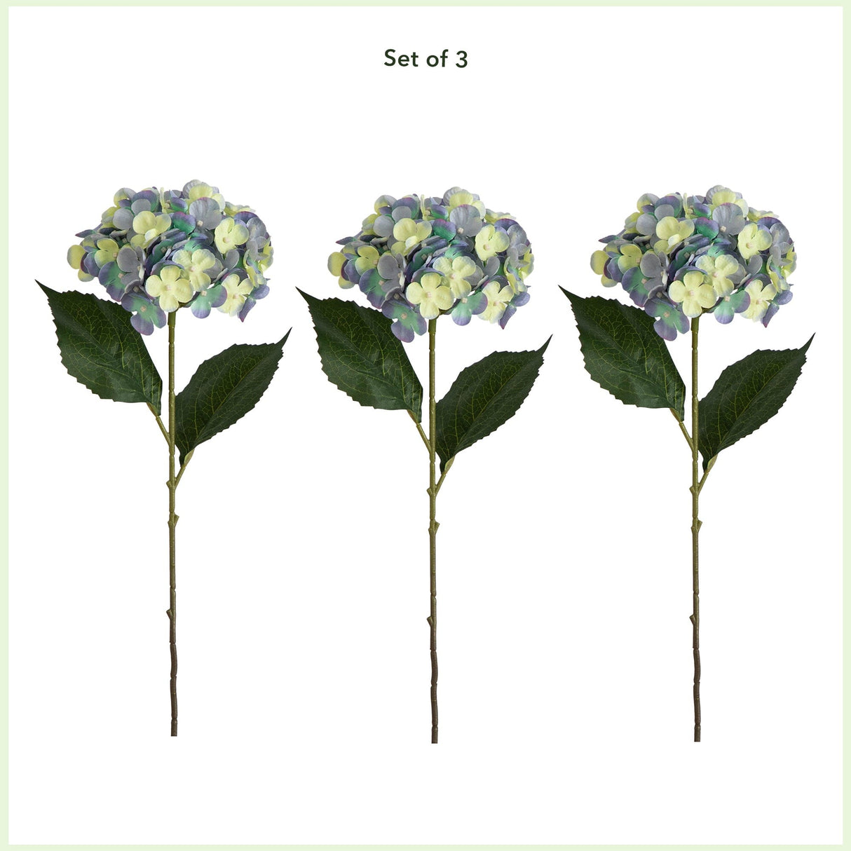 20" Artificial Hydrangea Flower Stems- Set of 3-Stem-Parc Decor