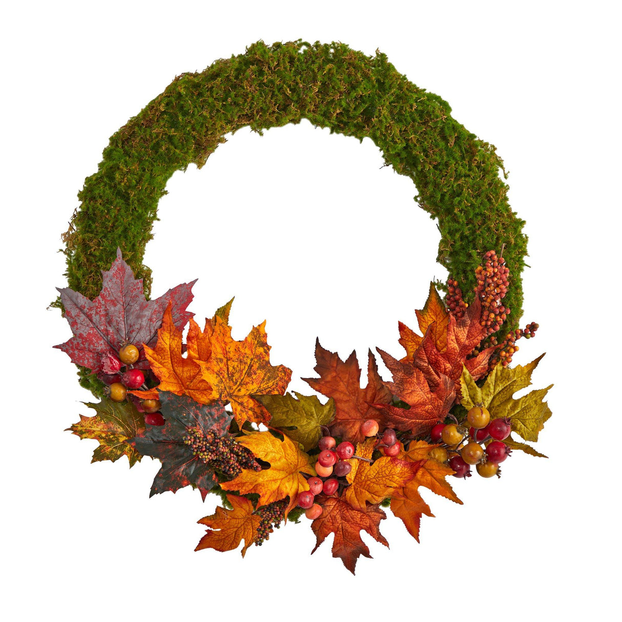 20” Fall Maple Leaf and Berries Artificial Autumn Wreath-Wreath-Parc Decor