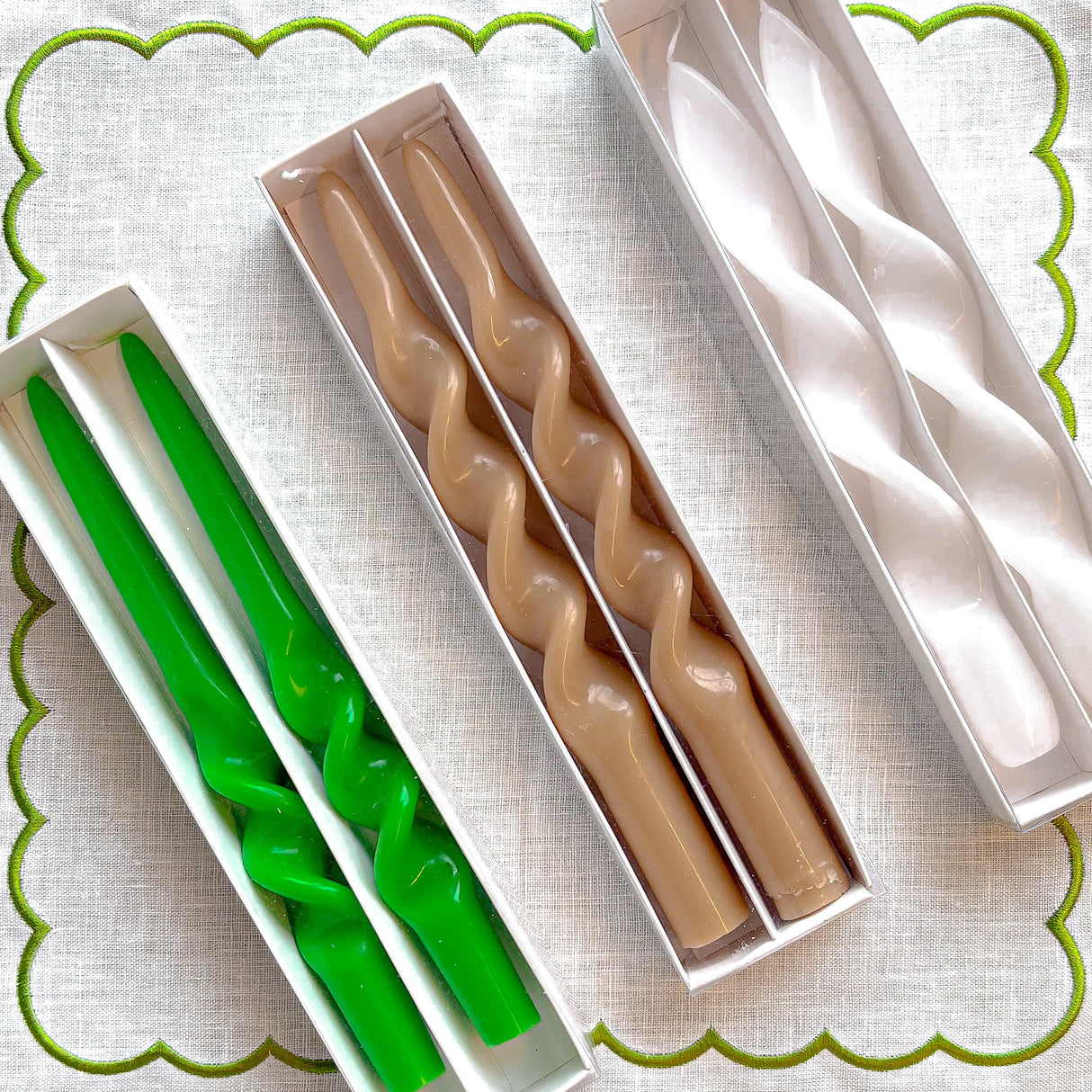 20 Forest Fern Twisted Candle - 10 Packs of 2-Candle-Parc Decor