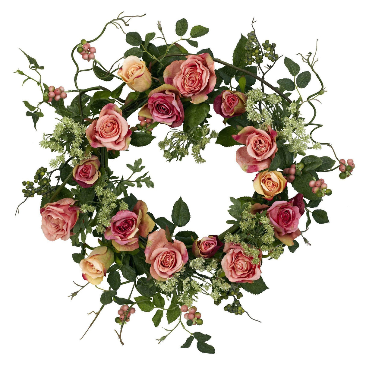 20" Rose Wreath-Wreath-Parc Decor