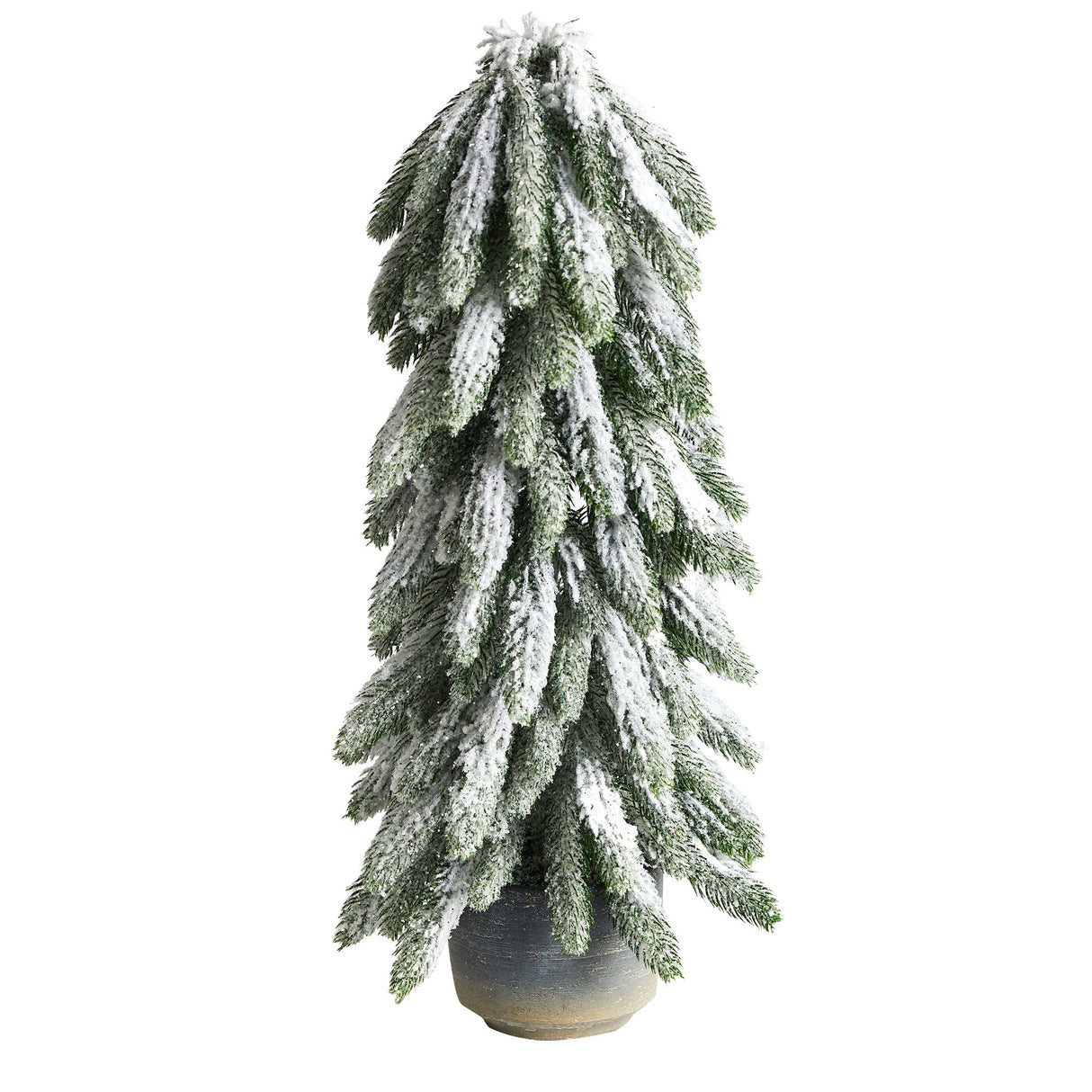 21” Flocked Artificial Christmas Tree in Decorative Planter-Christmas Tree-Parc Decor