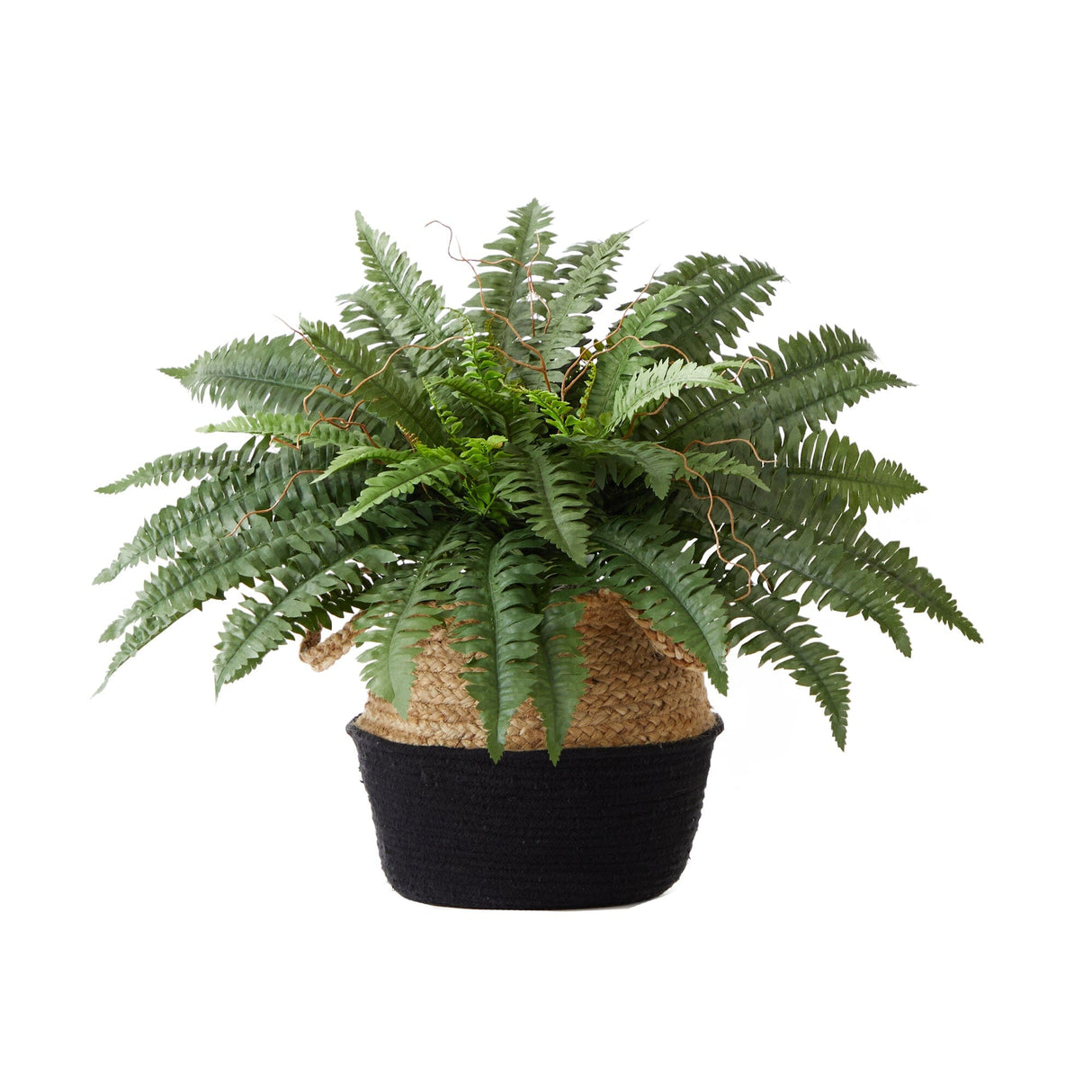 23" Artificial Boston Fern Plant with Handmade Jute & Cotton Basket DIY KIT-Plant in Planter-Parc Decor