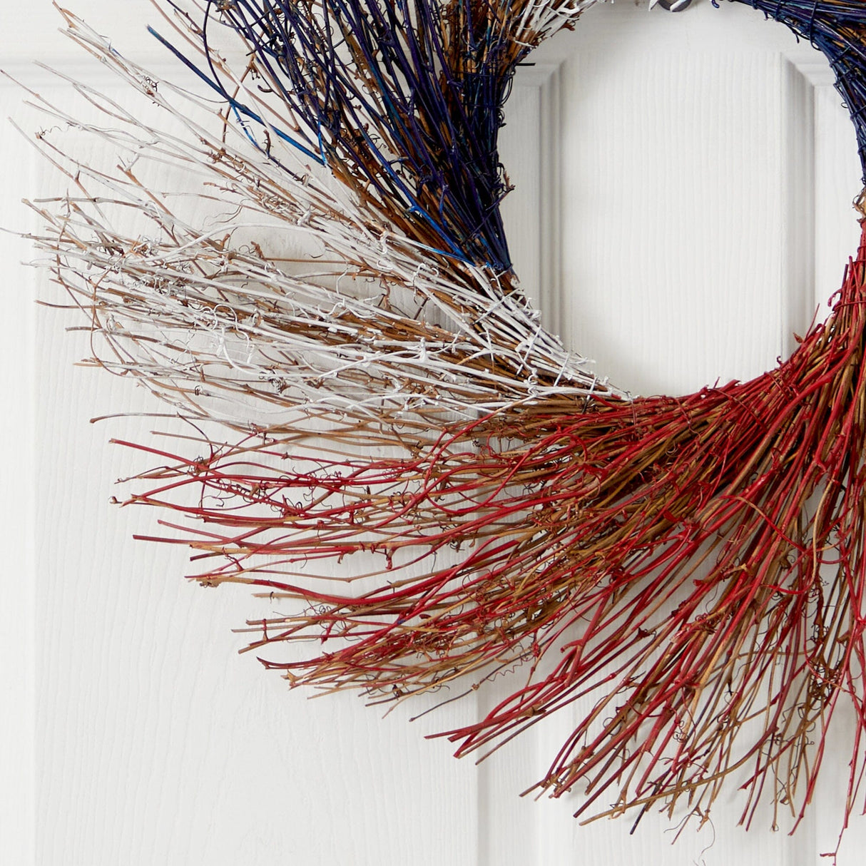 24” Americana Twig Wreath Red White and Blue-Parc Decor