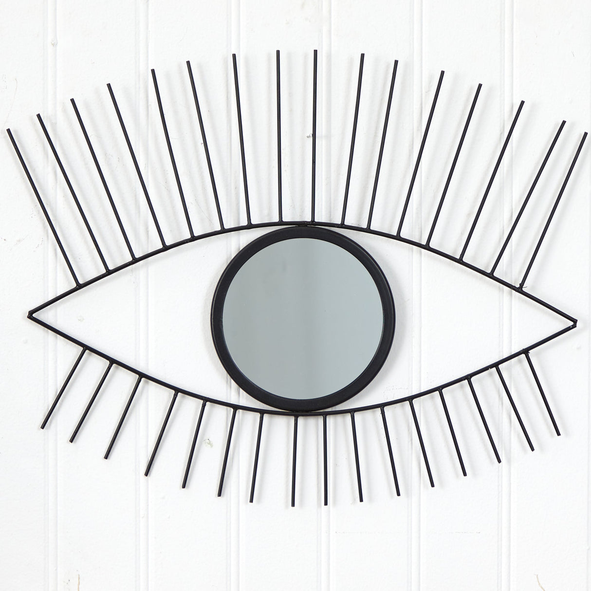 24” Black Metal Eye Wall Mirror-Parc Decor