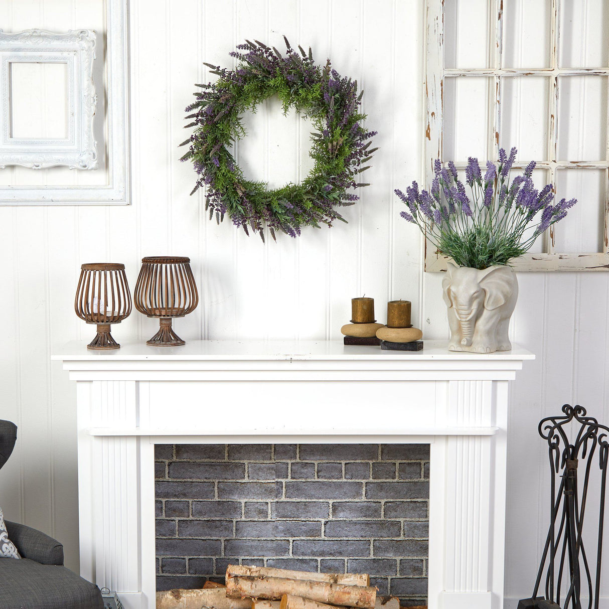 24” Lavender Artificial Wreath-Parc Decor