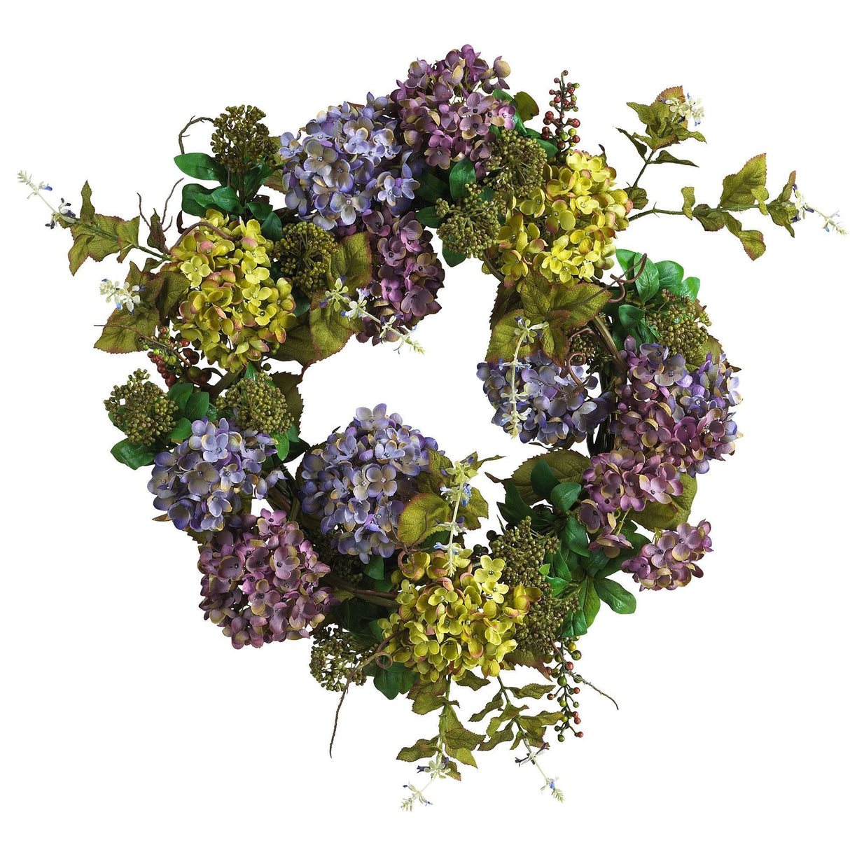 24" Mixed Hydrangea Wreath-Parc Decor