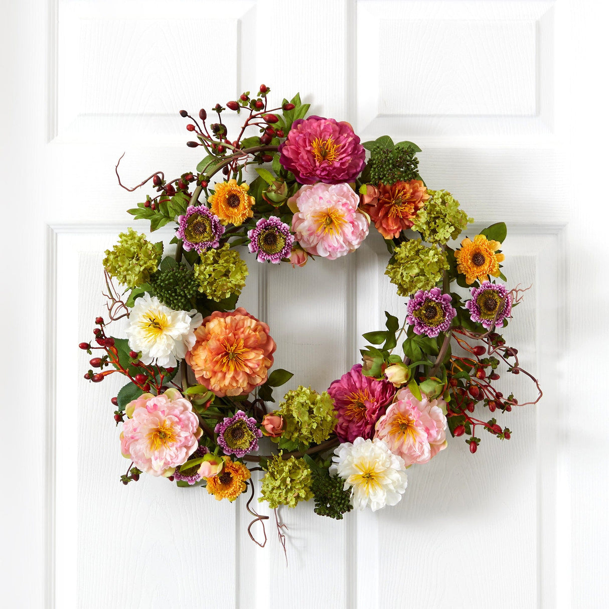 24" Mixed Peony Wreath-Parc Decor