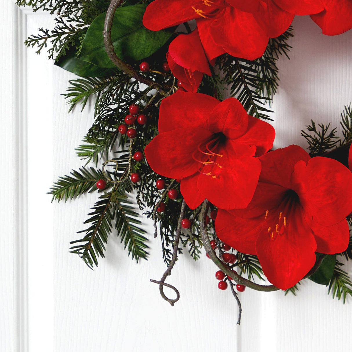 24” Amaryllis Wreath-Wreath-Parc Decor