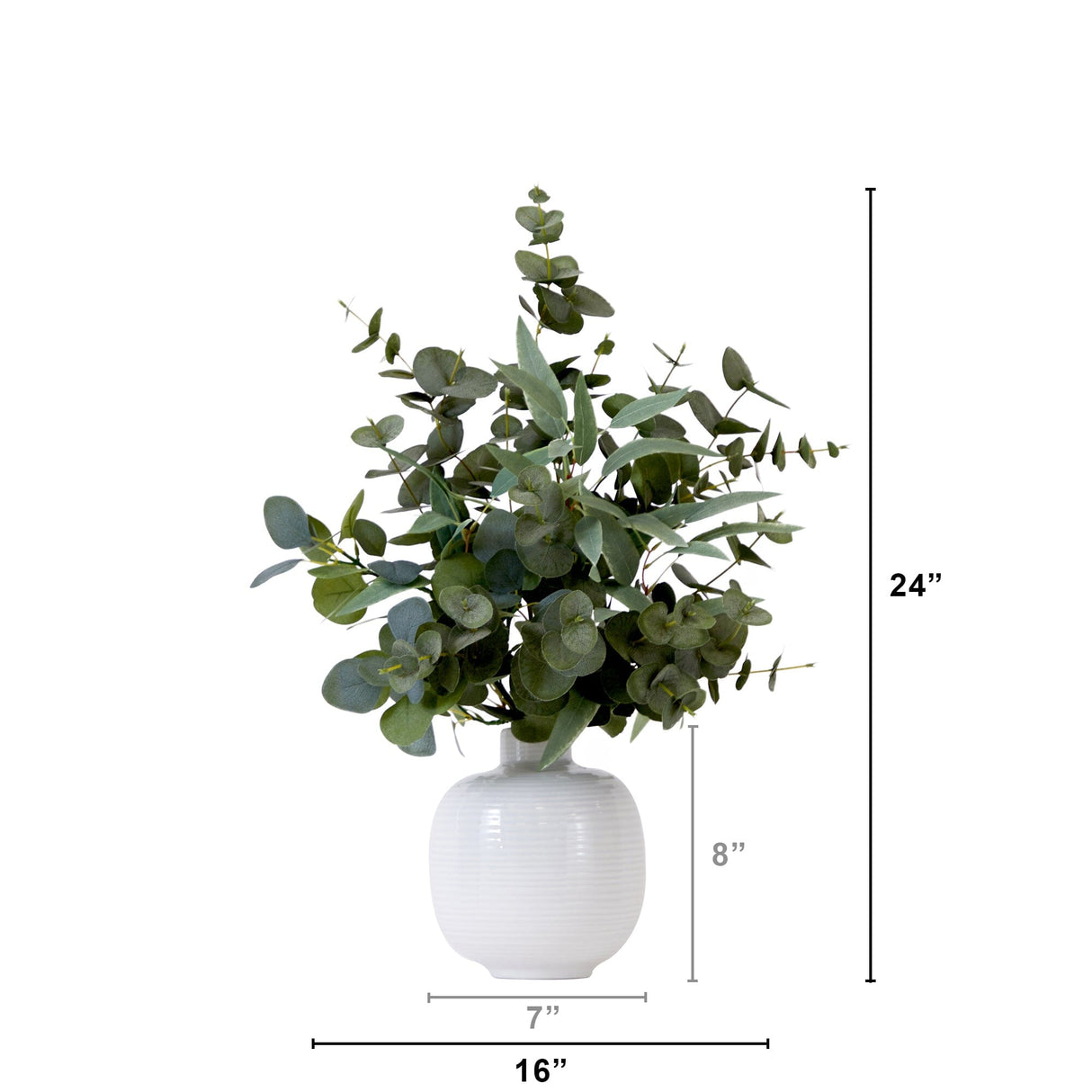 24” Artificial Eucalyptus Leaves Arrangement with Ceramic Planter-Arrangement-Parc Decor