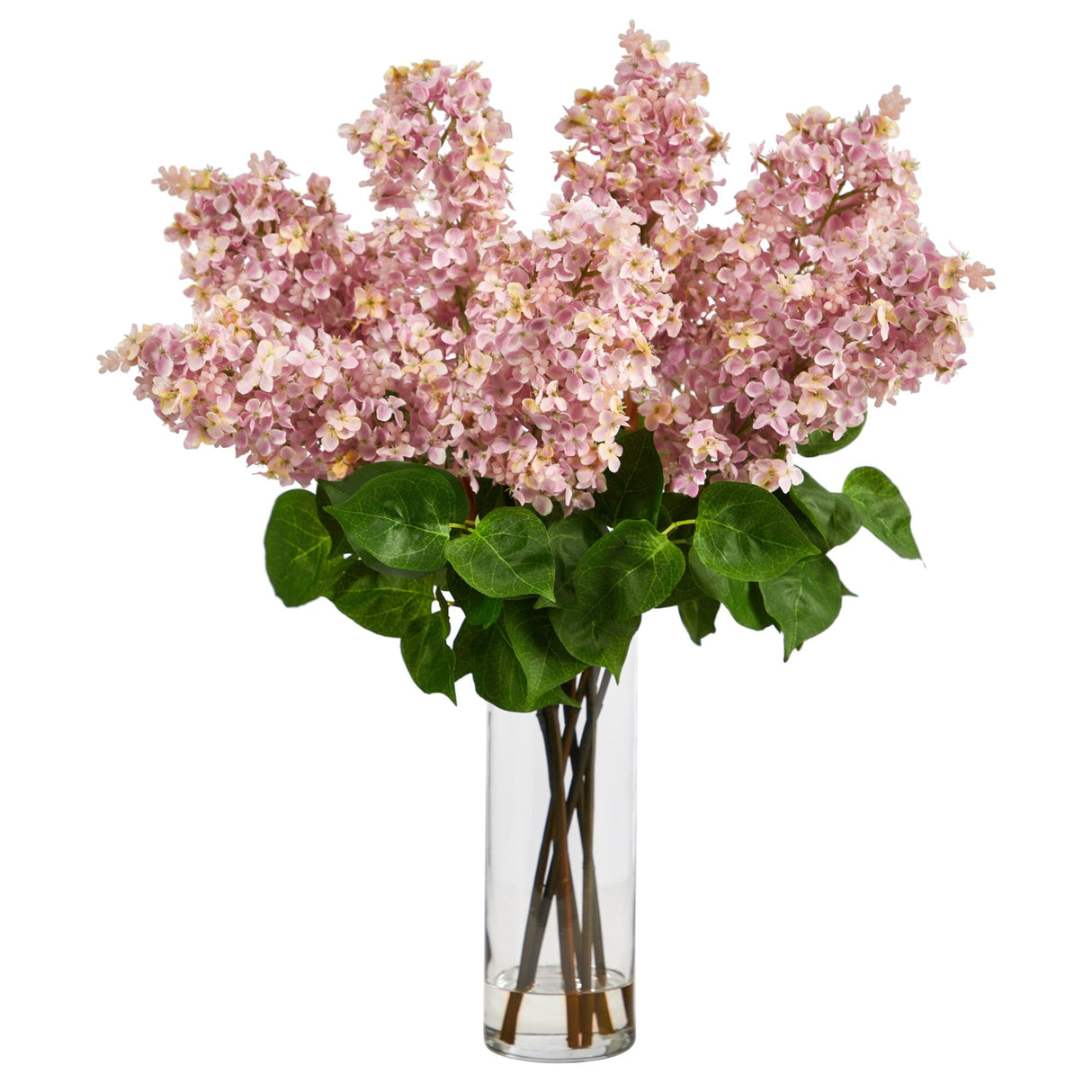 24” Artificial Lilac Arrangement with Cylinder Glass Vase-Arrangement-Parc Decor