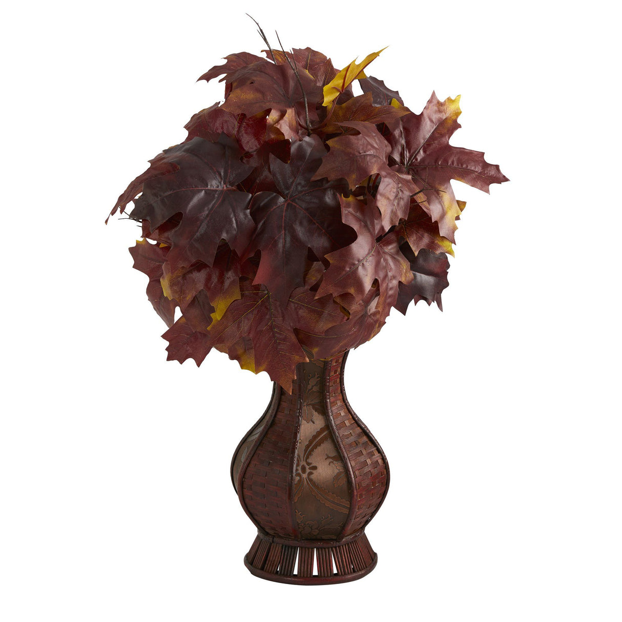 24” Autumn Maple Leaf Artificial Plant in Decorative Planter-Plant in Planter-Parc Decor