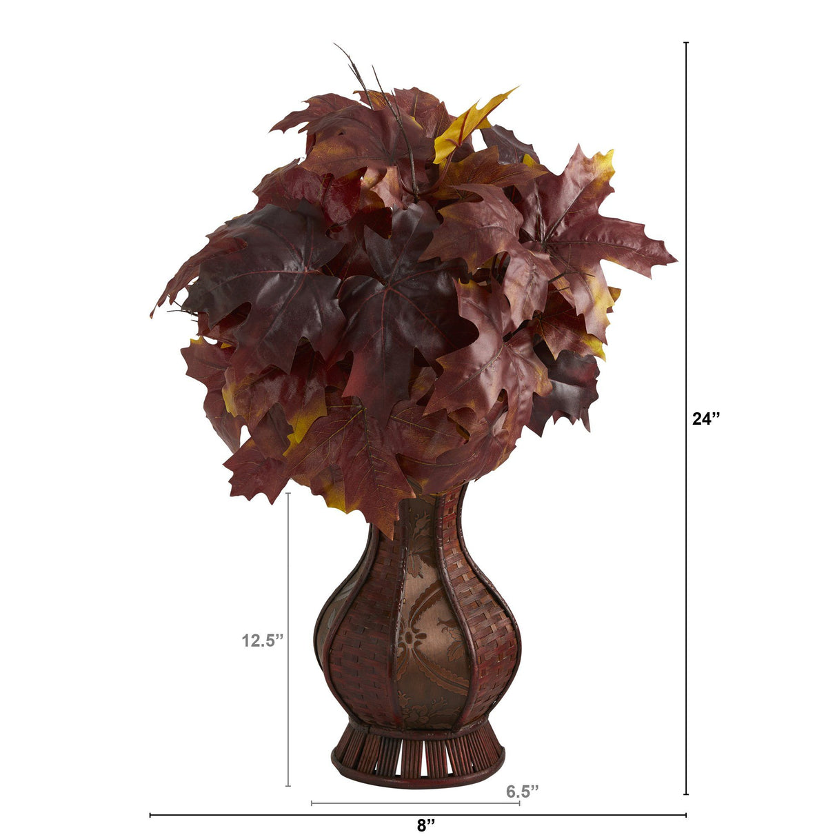 24” Autumn Maple Leaf Artificial Plant in Decorative Planter-Plant in Planter-Parc Decor