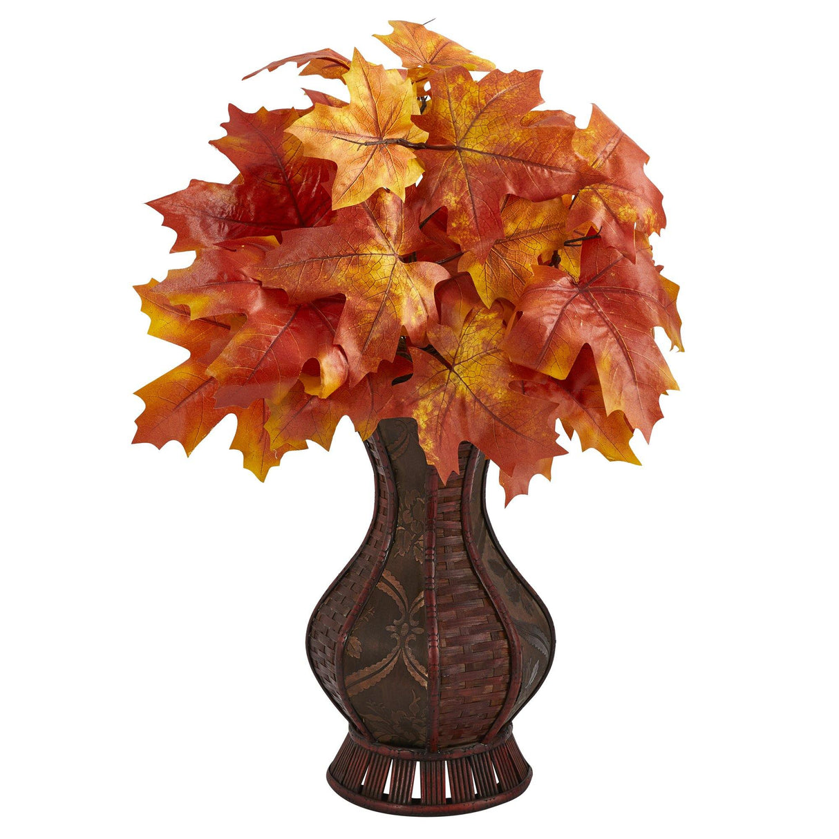 24” Autumn Maple Leaf Artificial Plant in Decorative Planter-Plant in Planter-Parc Decor