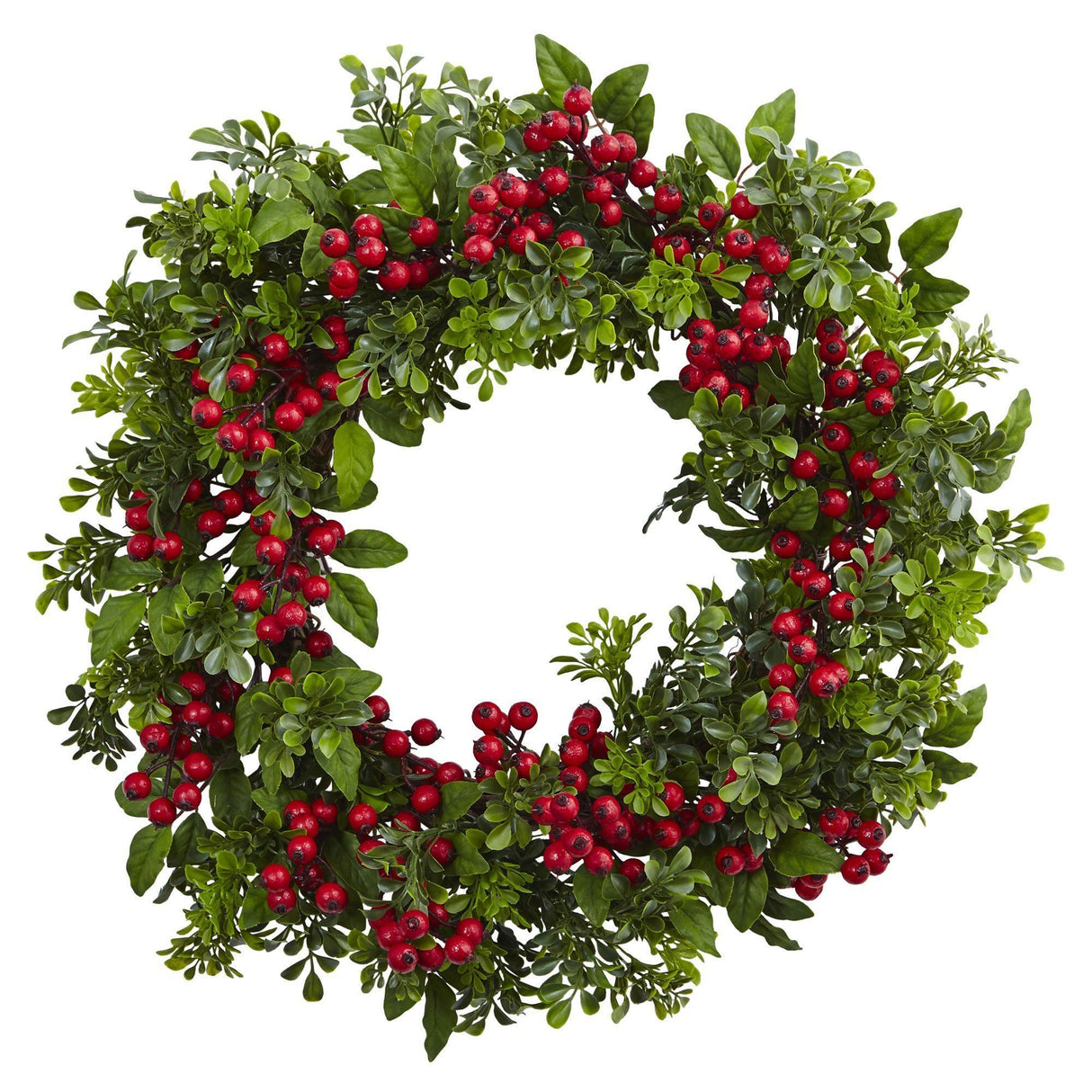 24” Berry Boxwood Wreath-Wreath-Parc Decor