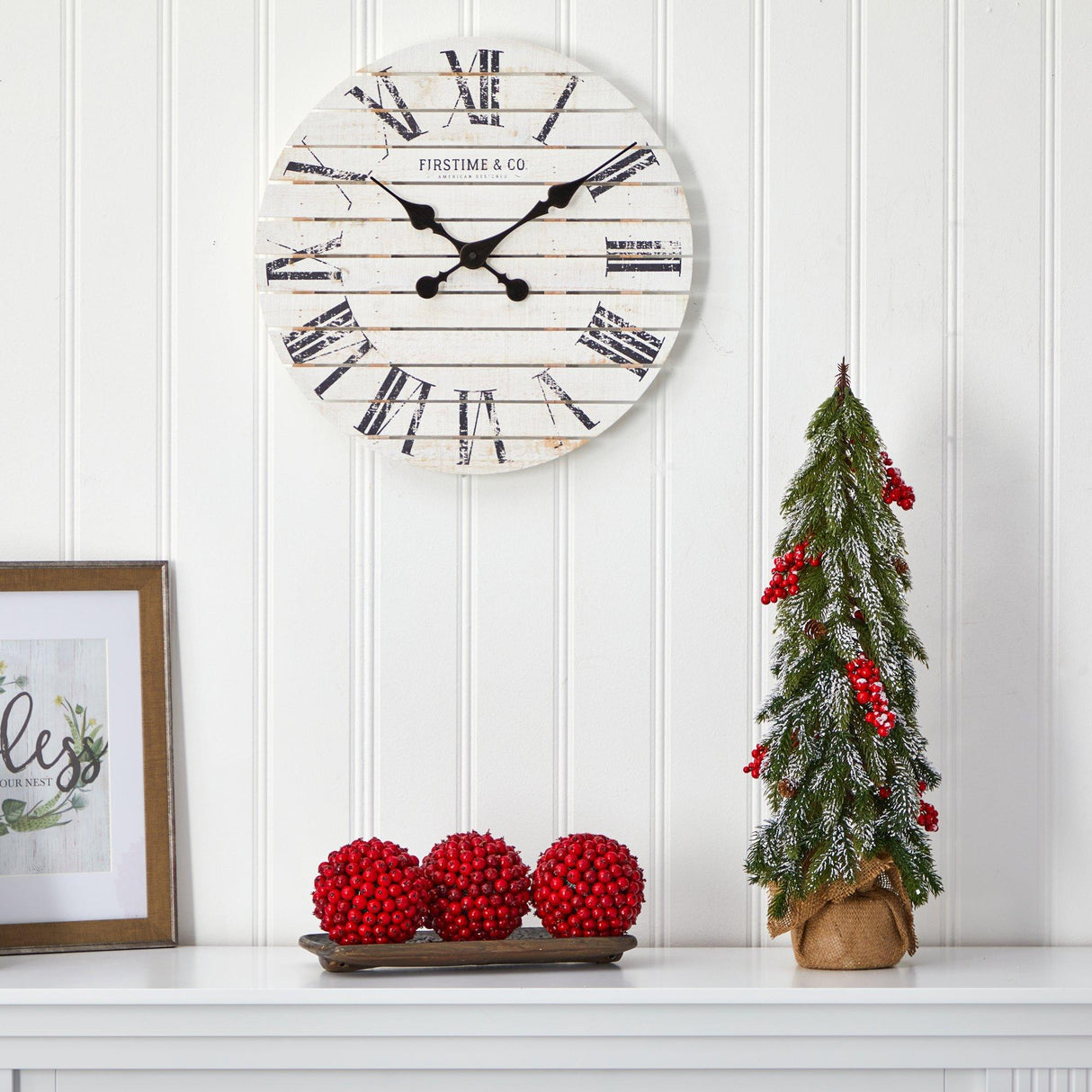 24” Flocked Artificial Christmas Tree with Berries and Pine Cones-Christmas Tree-Parc Decor