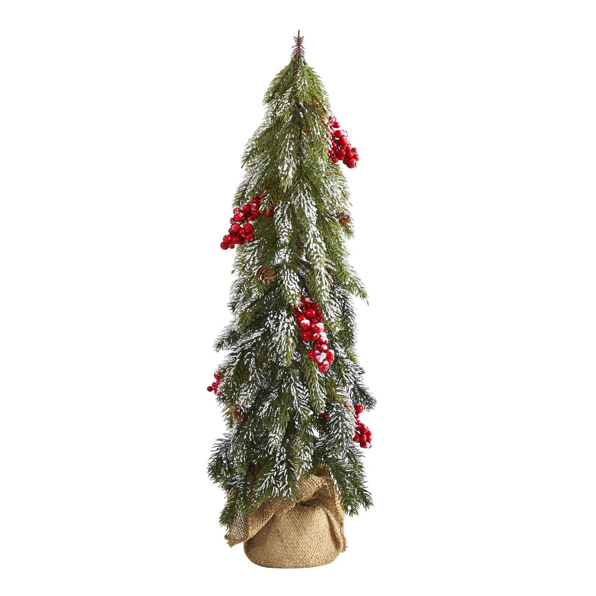 24” Flocked Artificial Christmas Tree with Berries and Pine Cones-Christmas Tree-Parc Decor