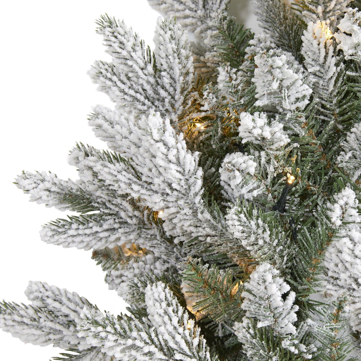 24” Flocked Artificial Christmas Wreath with 50 LED Lights-Wreath-Parc Decor