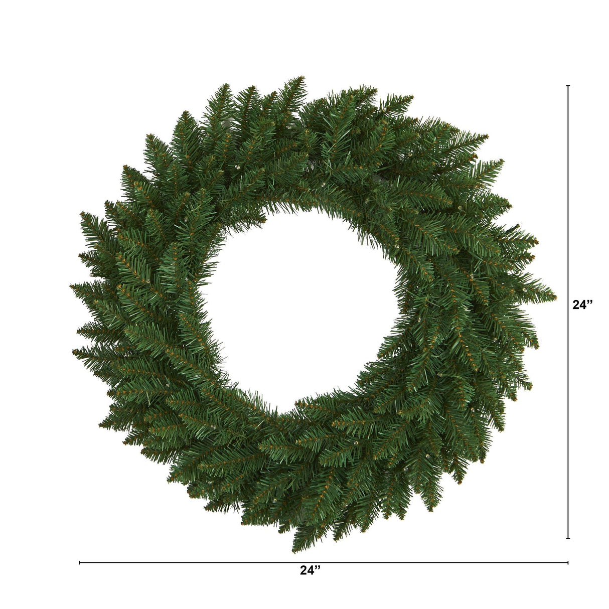24” Green Pine Artificial Christmas Wreath with 35 Clear LED Lights-Wreath-Parc Decor