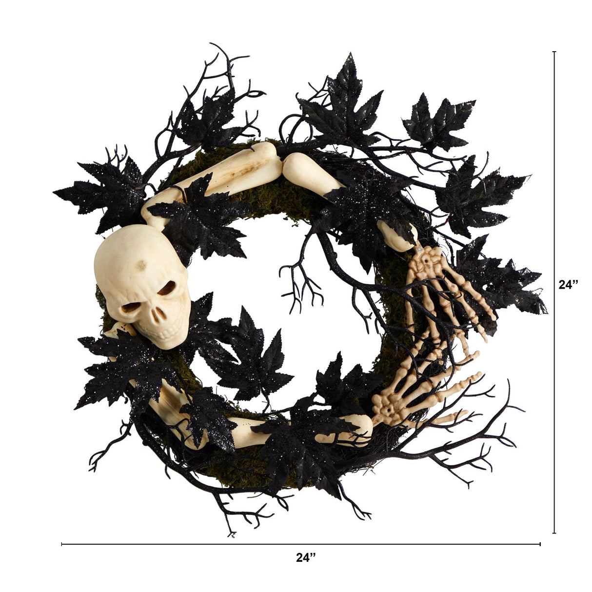 24" Halloween Skull and Bones Wreath-Wreath-Parc Decor