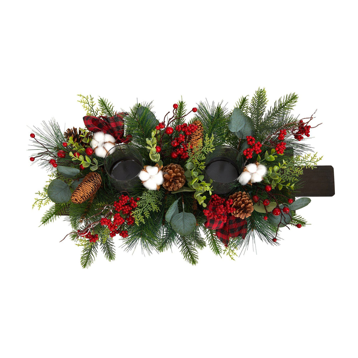 24” Holiday Berries, Pinecones and Eucalyptus Cutting Board Wall Décor or Table Arrangement-Arrangement-Parc Decor