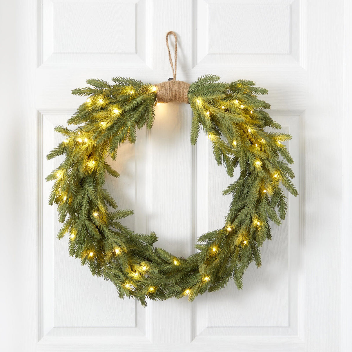 24" Holiday Christmas Pre-Lit Cascading Pine Wreath-Wreath-Parc Decor