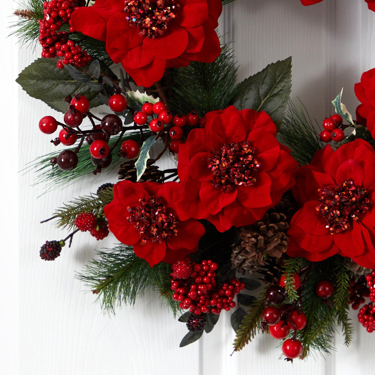 24" Poinsettia Wreath"-Wreath-Parc Decor