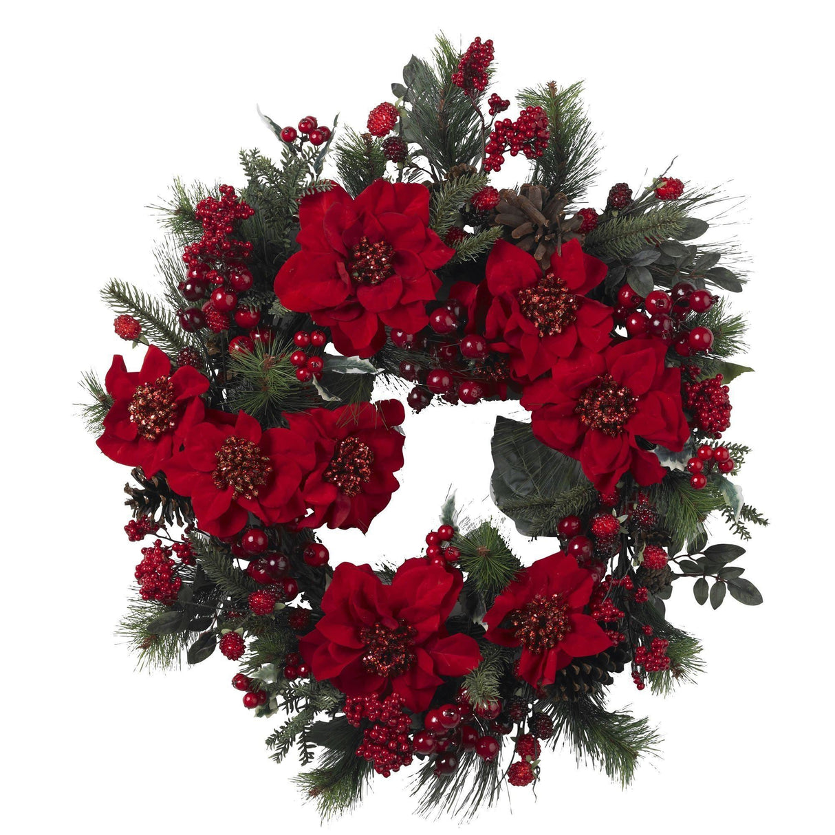 24" Poinsettia Wreath"-Wreath-Parc Decor