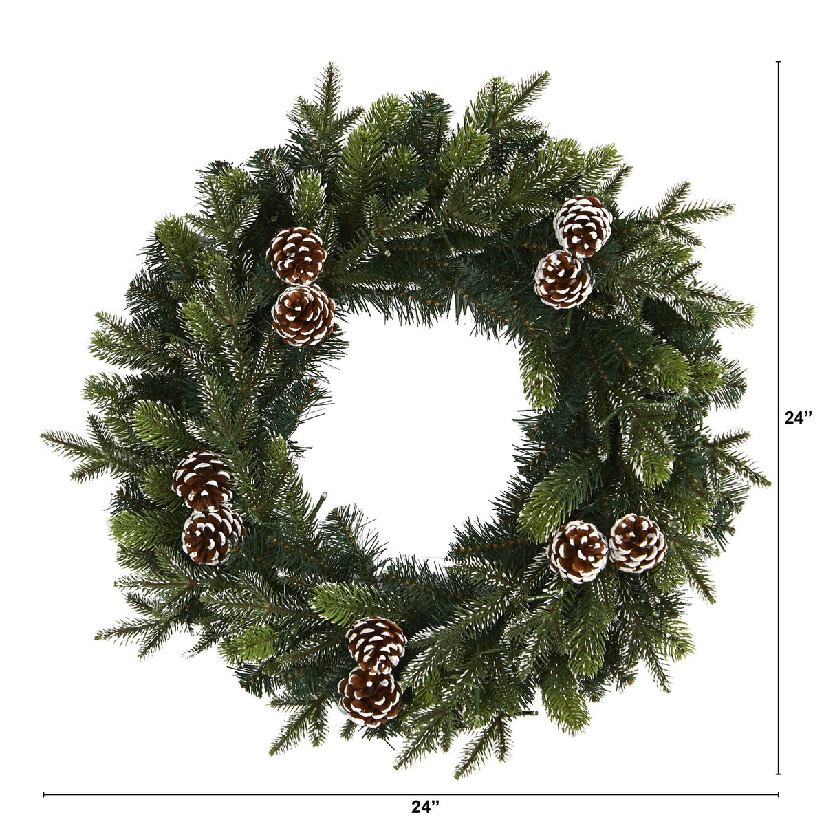 24” Snowed Pinecone Artificial Christmas Wreath with 35 Clear LED Lights-Wreath-Parc Decor