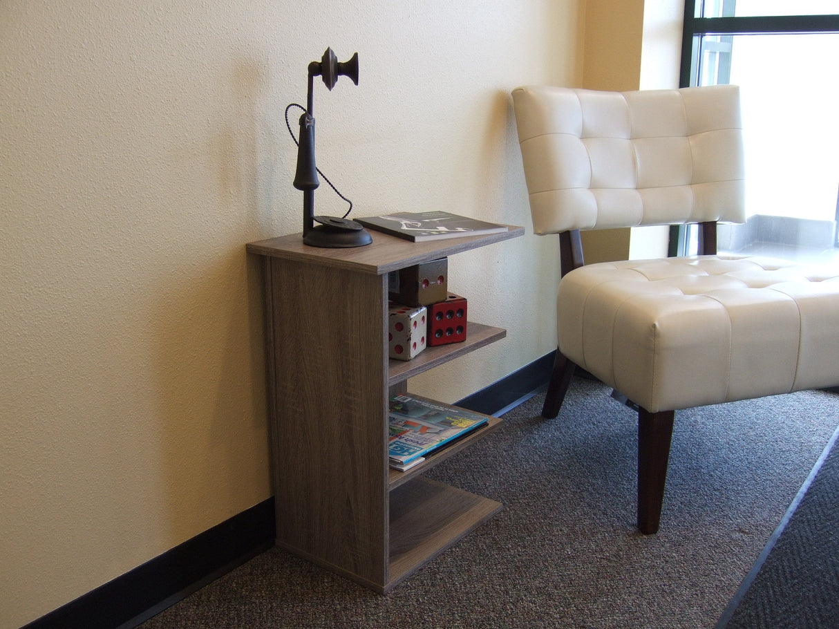 24"H Magazine Rack Chairside End Table Rustic Gray-Furniture-Parc Decor