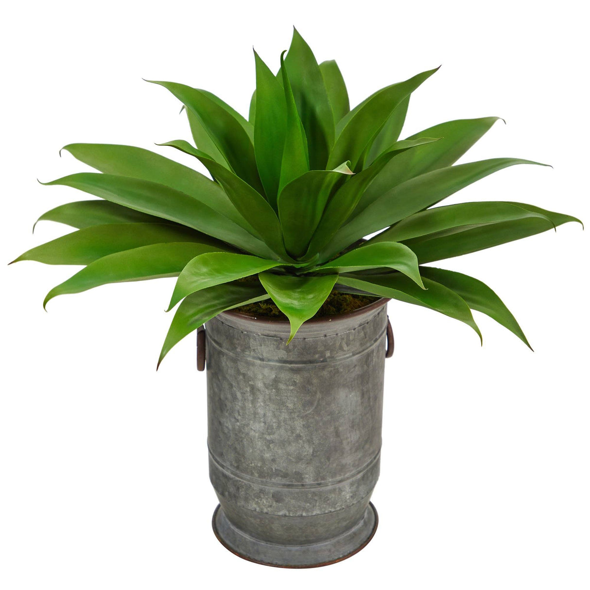 26” Agave Succulent Artificial Plant in Vintage Metal Planter-Parc Decor