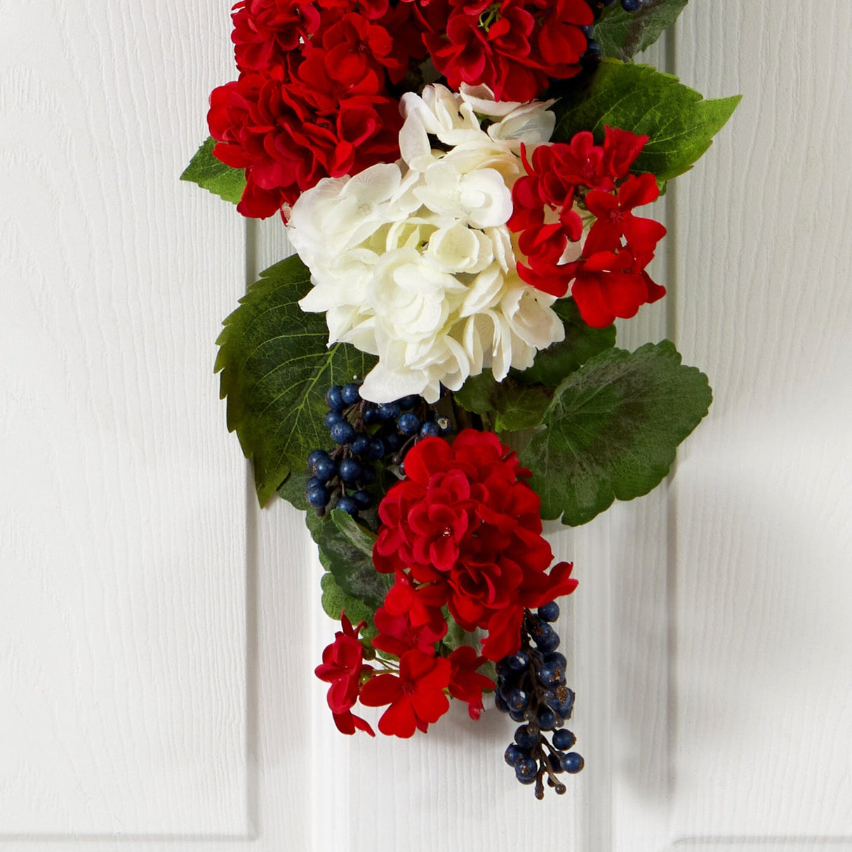 26” Geranium and Blue Berry Artificial Teardrop-Parc Decor