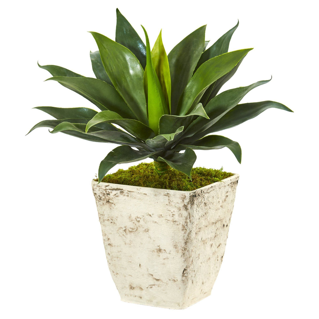 26” Large Agave Artificial Plant in Country White Planter-Parc Decor